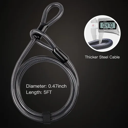 Miniatura 5 de Bike U Lock Heavy Duty Bike Lock Bicycle Lock, 16mm U Lock and 3ft / 5ft / 6ft Length Security Cable with Sturdy Mounting Bracket for Bicycle