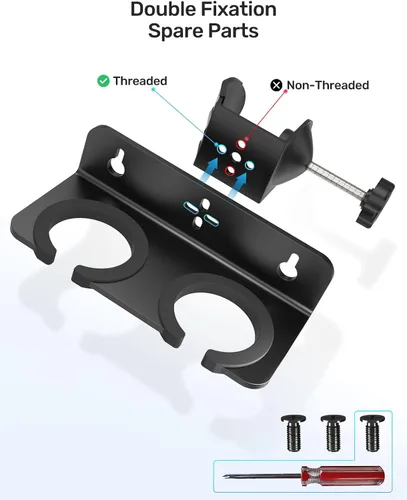 Miniatura 8 de Soporte para micrófono múltiple con abrazadera (aluminio/goma), soporte para micrófono y borde de escritorio y pared, soporta hasta 2 micrófonos