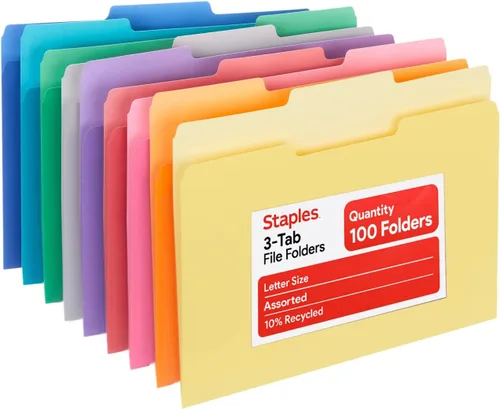 Miniatura 14 de Staples Carpetas de archivos, tamaño carta, pestañas superiores de corte 1/3, azul, papel duradero de 10.5 puntos, paquete de 100