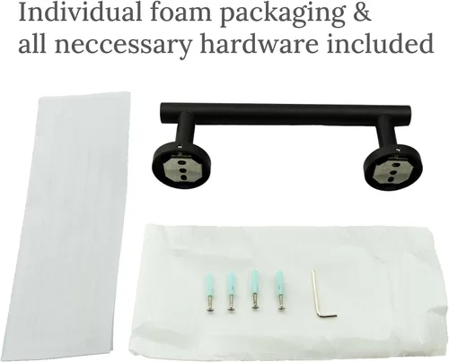 Miniatura 7 de Modket Toallero negro mate de 16 pulgadas, accesorios de baño de acero inoxidable 304 montado en la pared para toallas de cocina, colgador de paños