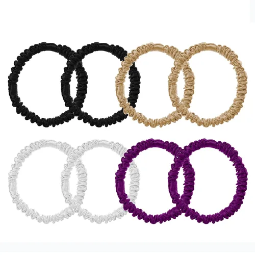 Miniatura 10 de 8 coleteros de seda de morera 100% pura para mujeres y niñas, lazos sedosos para cabello grueso, fino o rizado, paquete a granel de satén