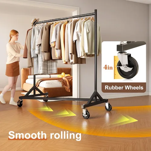 Miniatura 2 de HOKEEPER Perchero Z con capacidad para 500 libras, resistente perchero de ropa comercial para colgar ropa con ruedas, estante Z portátil