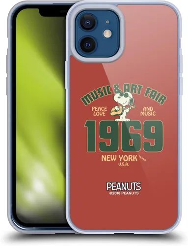 Miniatura 170 de Head Case Designs Funda de gel Woodstock 50th con licencia oficial de Peanuts Snoopy Guitar 1969 [protección de grado militar] compatible con Apple