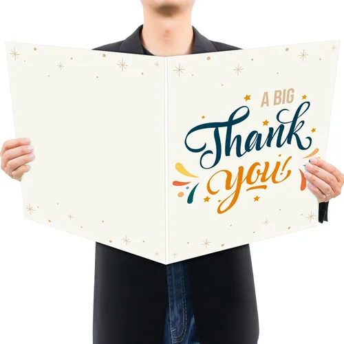 Tarjetas de agradecimiento grandes, divertidas tarjetas de tamaño jumbo de 22.05 x 33.71 pulgadas, tarjeta de felicitación gigante de agradecimiento