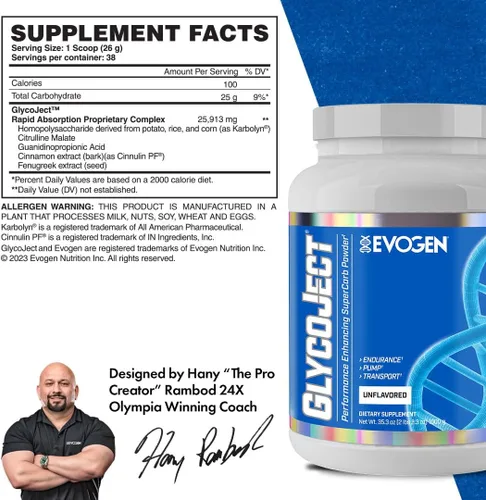Miniatura 2 de Evogen GlycoJect - Polvo de súper carbohidratos Absorción rápida para preentrenamiento Polvo de carbohidratos para resistencia Polvo