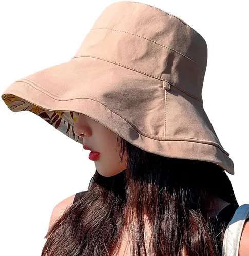 Miniatura 12 de Sombreros reversibles florales para el sol, protección UV, con protección UPF y ala ancha y correa de barbilla para mujer