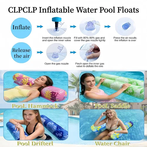 Miniatura 6 de Inflatable Pool Floats Adult，5 Pack Multi-Purpose Pool Float Water Hammock，Pool Float Chair-Swimming Pool Raft，Pool Hammock Floaties for Adults