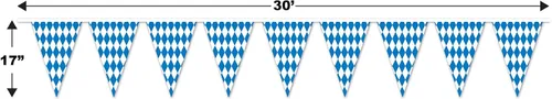 Miniatura 2 de Beistle Oktoberfest - Banderín bávaro, guirnalda de bandera a cuadros azules y blancos para celebraciones temáticas alemanas, decoraciones de fiesta