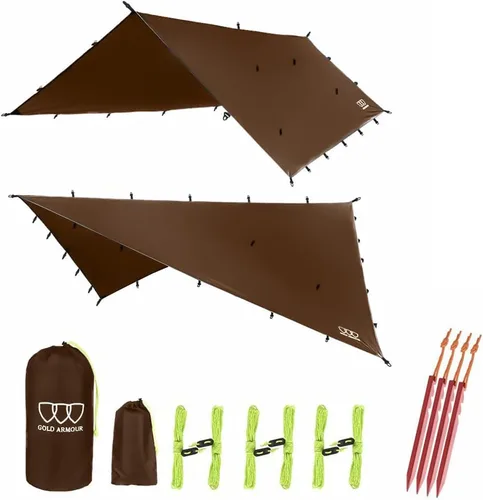 Miniatura 8 de Gold Armour - Toldo para lluvia para hamaca de lona, calidad premium, 14.7 pies, 12 pies, 10 pies, 8 pies, cubierta de toldo para lluvia, toldo