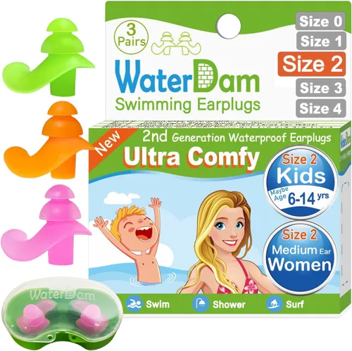 Miniatura 8 de WaterDam A-Series - Tapones de natación para los oídos, ultra cómodos, grandes, impermeables