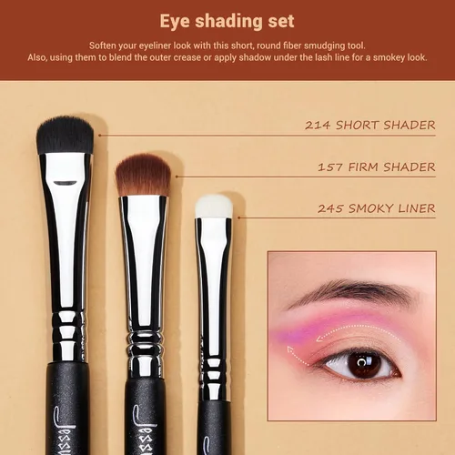 Miniatura 3 de Jessup Juego de brochas de sombra de ojos, 12 piezas, juego de brochas de maquillaje de ojos profesional prémium sintéticas, mezcla de sombra