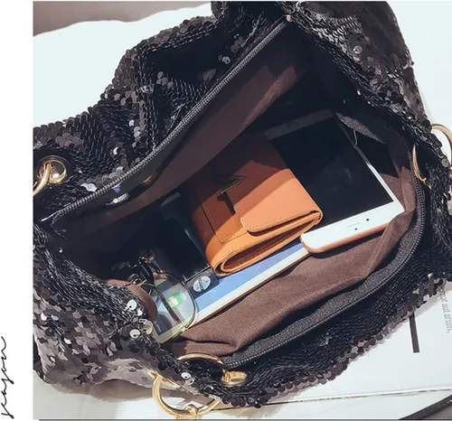 Miniatura 2 de Bolso de mano brillante con asa superior para mujer, bolsos de hombro grandes para mujer, bolso de lentejuelas