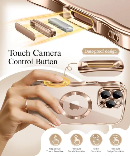Miniatura 3 de GVIEWIN Funda para iPhone 16 Pro Compatible con MagSafe, Mejorada [Protección Completa de la Cámara][Marco de Ondas Lindo][Protección de Grado