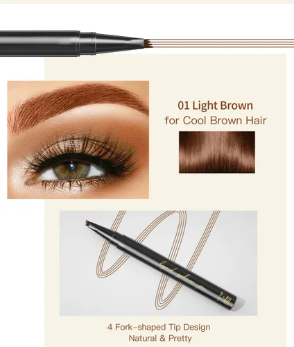 Miniatura 2 de Lápiz de cejas Microblading, lápiz líquido para cejas micro 4 puntas, lápiz de cejas de larga duración, resistente al agua y a las manchas, #01