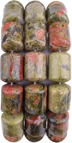 Miniatura 25 de BEADIA Cuentas sueltas de piedra de jade amarillo natural cilíndricas semipreciosas para hacer joyas 10mmx14mm 38cm