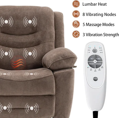 Miniatura 4 de Ketaiyou Sillón Reclinable Eléctrico Giratorio Basculante con Masaje y Calor, Puerto USB, Posición Infinita, Sillas Mecedoras Deslizantes Eléctricas