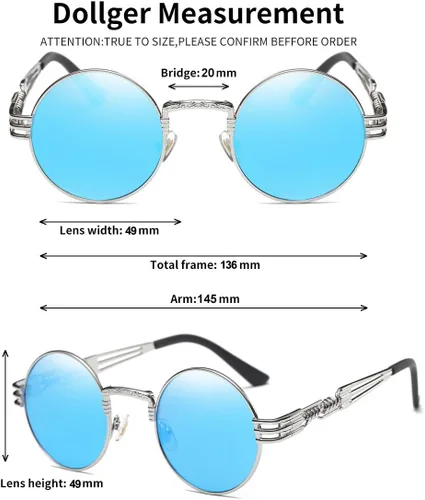 Miniatura 69 de Dollger Gafas de sol redondas Steampunk con marco de metal
