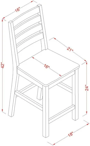 Miniatura 3 de East West Furniture CFS-OAK-W - Juego de 2 sillas de comedor con respaldo de escalera, color roble Cfs-roble-w