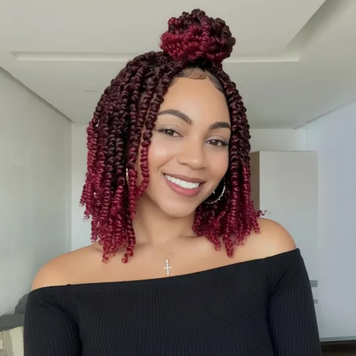 Miniatura 29 de Fulcrum Pelo de ganchillo Passion Twist de 8 pulgadas, 9 paquetes de cabello pretrenzado y prerrizado para mujeres negras (8 pulgadas
