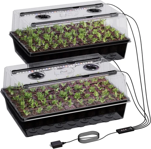 Patigrow Bandeja de inicio de semillas de riego automático de 120 celdas con luz de crecimiento, kit de inicio de semillas con cúpula de humedad de