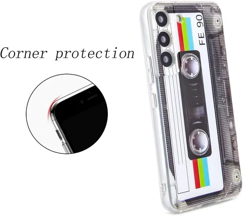 Miniatura 3 de FAteamll Funda para Galaxy S22 a prueba de golpes a prueba de arañazos con TPU suave parachoques retro cassette cinta caso compatible con Samsung