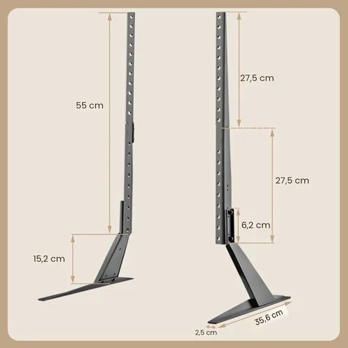 Miniatura 8 de Soporte universal para TV, patas de metal para TV de 20 a 65 pulgadas LCD/LED/OLED/Plasma pantalla plana y curva, ajuste de altura con VESA 75x75mm