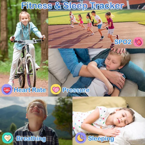 Miniatura 5 de Reloj inteligente para niños de 1.85 pulgadas con rastreador de actividad física, sin aplicación/teléfono, modos deportivos impermeables IP68, Azul
