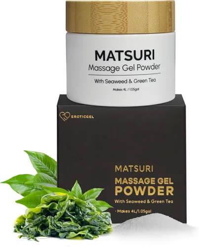 Matsuri Edition - Gel de masaje japonés Nuru en polvo, 1.41 oz, algas marinas y té verde, fabricado en Japón, vegano, sin fragancia, a base de agua,
