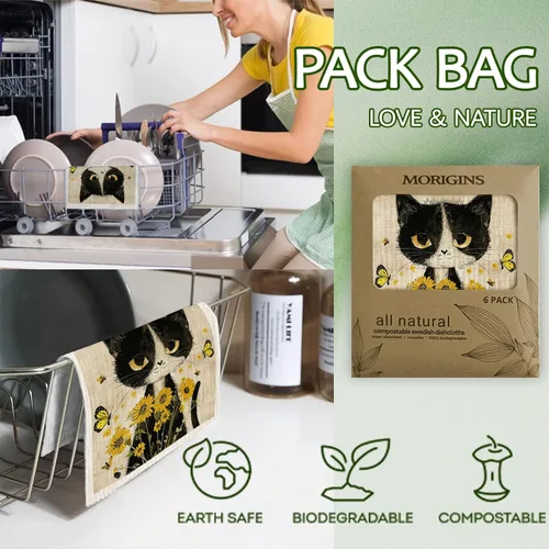 Miniatura 3 de Paños de cocina suecos para cocina, paños de esponja de celulosa, toallas de papel reutilizables que no rayan, trapos de cocina biodegradables