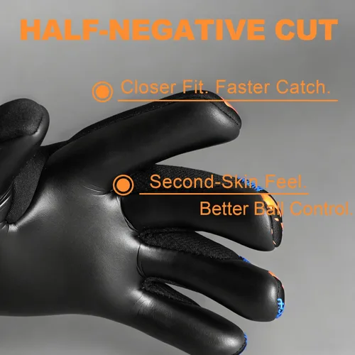 Miniatura 3 de Guantes de portero con palma de corte medio negativo, ajuste cómodo, guantes de portero de fútbol ligeros y flexibles con ultra agarre