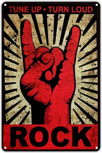 Rock and Roll Tune Up Turn Loud Music Vintage Retro Metal Wall Decor Art Shop Man Cave Bar Garage Letrero de aluminio de 8 x 12 pulgadas