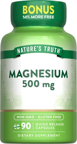 Cápsulas de óxido de magnesio de 500 mg | 90 unidades | Suplemento de alta resistencia sin OMG y sin gluten | por Nature's Truth