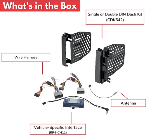 Miniatura 5 de American International Kit de tablero de instalación de radio DIN doble para Dodge RAM y Jeep Wrangler JK/Liberty/Patriot/Grand Cherokee/Compass