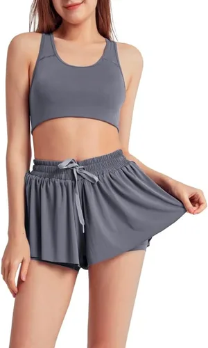 Miniatura 4 de Sovtemp Womens 2 in 1 Flowy Shorts Quick-Dry Running Yoga Shorts Drawstring Fitness Workout Athletic Shorts