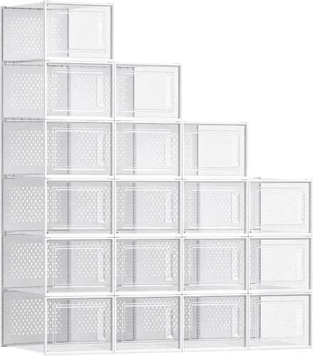 Miniatura 15 de SONGMICS Cajas de zapatos, paquete de 12 organizadores de almacenamiento de zapatos, cajas apilables de plástico transparente para armario, tenis