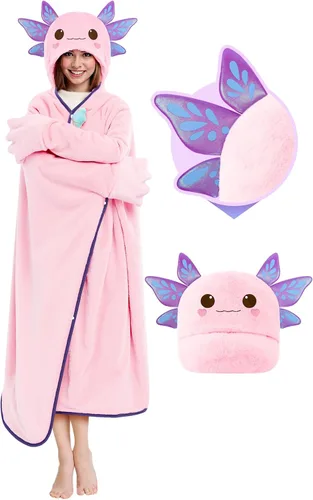 Miniatura 12 de Mewaii Manta con capucha para adultos, disfraz de polilla con capucha, cálida y acogedora manta de franela con capucha, manta con capucha