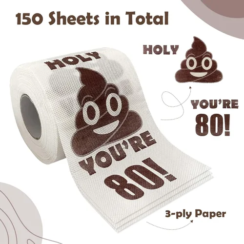 Miniatura 5 de Decoraciones de cumpleaños número 80 para hombres y mujeres, ideas de regalos de 80 años para él y ella, rollo de papel higiénico de broma 80 Años