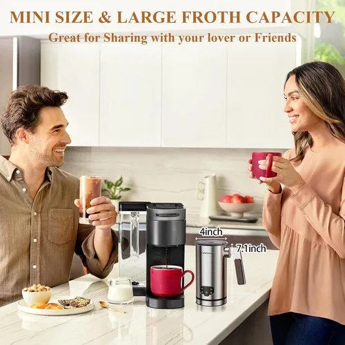 Miniatura 6 de Espumador de leche 4 en 1 para café, espumador automático de espuma fría y caliente, vaporizador de leche de un solo toque y espumador para café