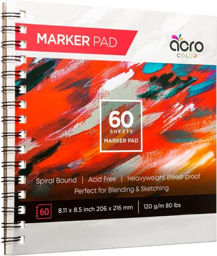 Bloc de marcadores | Cuaderno de bocetos en espiral con papel de arte grueso y suave a prueba de manchas, 120 GSM, 80 libras, para bocetos,