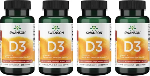 Miniatura 9 de Swanson Vitamina D3 Suplemento de salud ósea, inmune y cardíaca de 5,000 UI para adultos privados de sol que buscan apoyo óseo, inmunológico