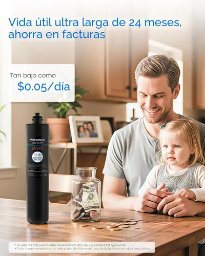 Miniatura 7 de Waterdrop RF15 Cartucho de filtro de repuesto para filtro de agua debajo del fregadero de 15UA/15UB/15UC, reduce PFOA/PFOS, PFAS, plomo, cloro, mal