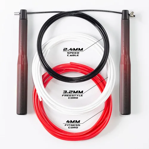 Miniatura 2 de Paquete de cuerda de salto de velocidad 3 cables para interiores, exteriores y trucos Fabricado en Estados Unidos Cuerda de saltar de alta