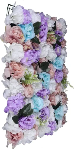 Miniatura 4 de DNYSYSJ Flower Wall - Tapete de pared de seda artificial de 23.62 x 15.75 x 0.79 pulgadas, diseño de hortensias blancas realistas, moradas, azules