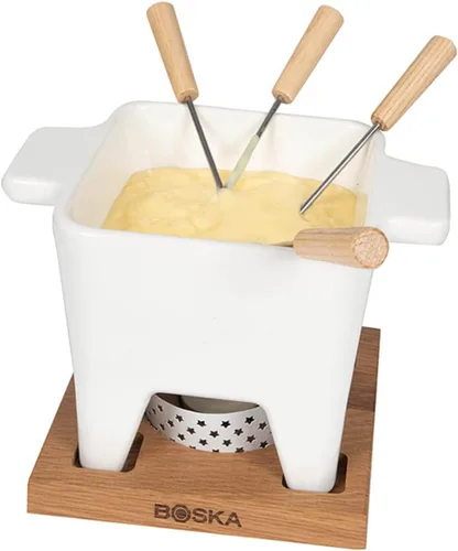 Miniatura 8 de Boska Juego de fondue de tapas con vela de té - Ideal para queso o chocolate - Olla caliente de cerámica apta para microondas - Fuente de chocolate
