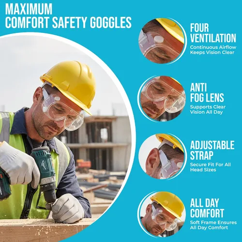 Miniatura 5 de Harrier Hardware Gafas de seguridad para los ojos, gafas ventiladas antivaho resistentes a los arañazos