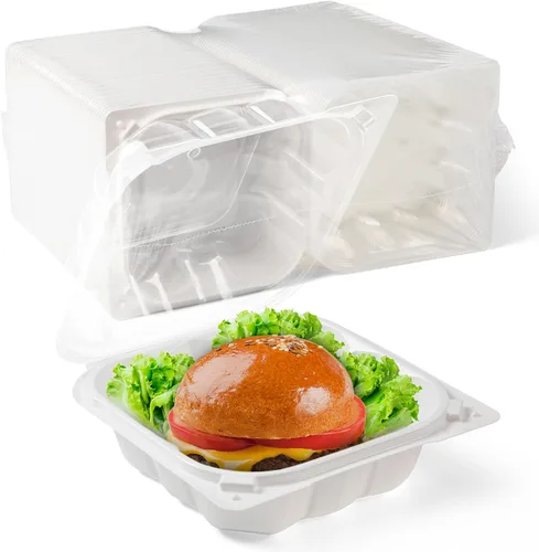Miniatura 14 de YANGRUI Contenedores para Alimentos de 9 x 6 pulgadas, 28 onzas, paquete de 50 unidades – Envuelto en Plástico PP Relleno de Minerales Libre de BPA