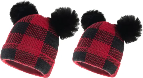 Miniatura 19 de 2 gorros de punto de Navidad para padres e hijos, gorro de Papá Noel para adultos, bebés, invierno, cálido, gorro de calavera para fiestas