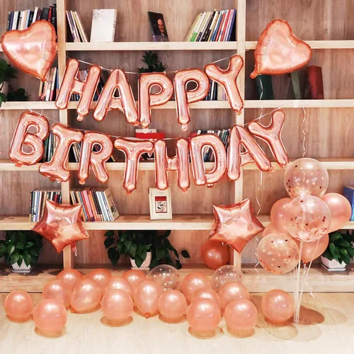 Miniatura 5 de iPartycool - Cartel de globos de feliz cumpleaños, 24 piezas de letras de aluminio de tereftalato de polietileno de alta calidad en 3D de oro rosa