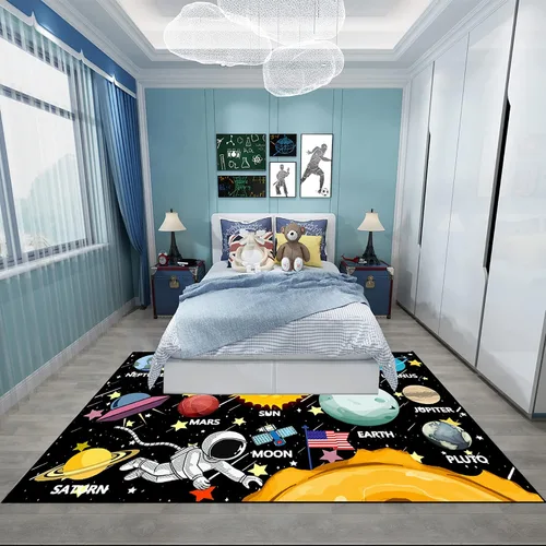 Miniatura 6 de Alfombras espaciales para dormitorio, alfombra Galaxy para habitación de niños, alfombras para sala de juegos, alfombra del sistema solar, 2 x 3 pies
