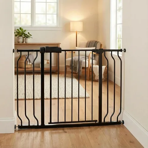 Miniatura 13 de Puerta de bebé estrecha de 24-29 pulgadas, puerta de seguridad de montaje a presión sin perforación para escaleras y puertas, puerta de seguridad